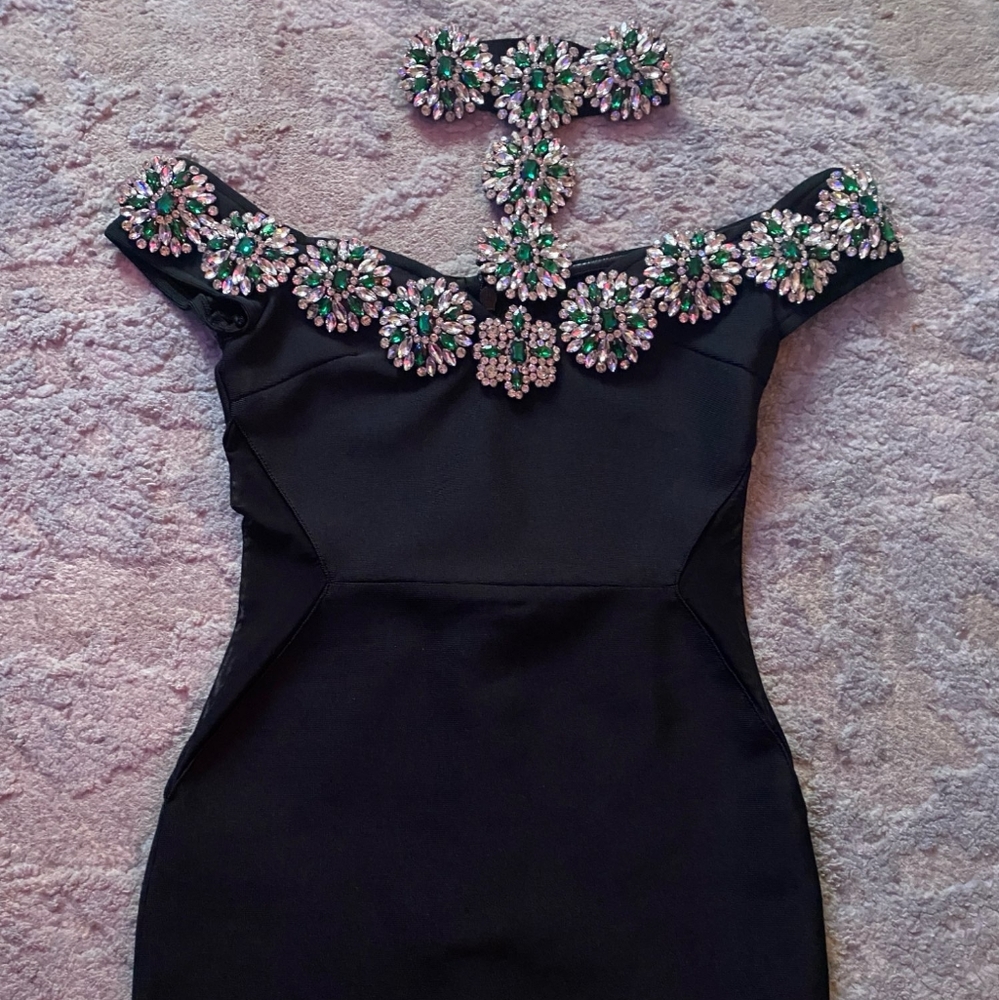 High End Fashion Luxury Women Party Dress Elegant Diamonds Flowers Maxi Long - Picture 5 of 13